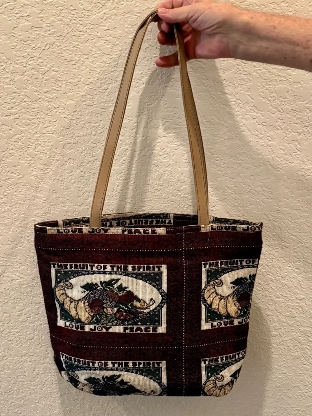 Tapestry Patchwork Tote Bag LOVE JOY PEACE